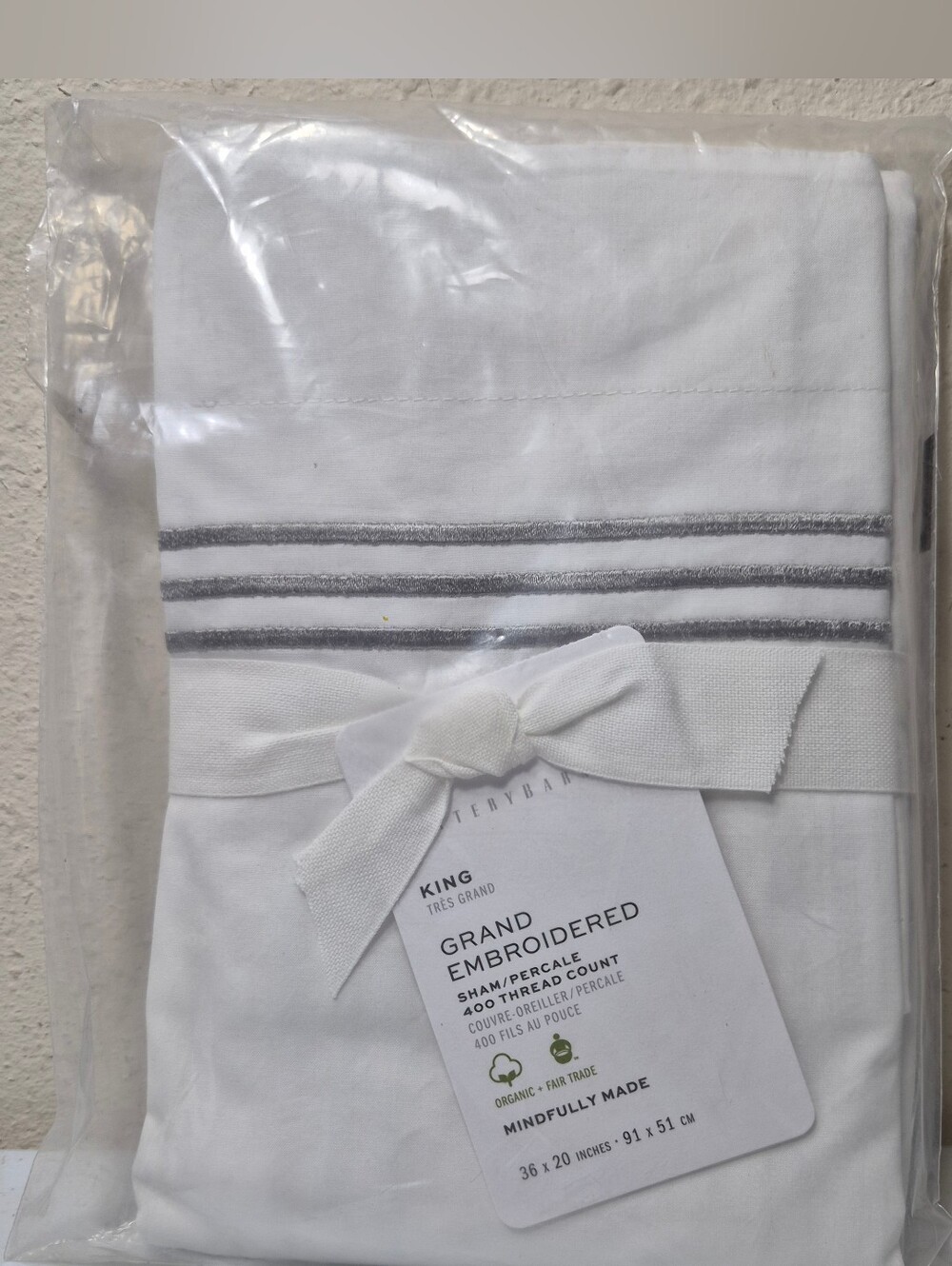 Pottery Barn king Sham Gray Mist New
